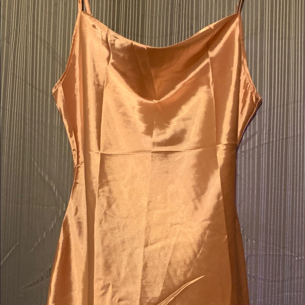 Draped Neck Satin Cami Dress